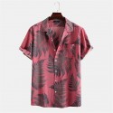 Men's Shirt Floral Collar Turndown Green Pink Yellow Light Blue Short Sleeve Print Normal Outdoor Street Button-Down Regular Fit Tops Polyester Fashion Casual Hawaiian Breathable / Summer / Washable