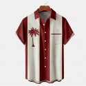 Men's Shirt Leaves Turndown Red / White Short Sleeve 3D Print Street Daily 3D Button-Down Tops Fashion Casual Breathable Comfortable