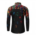 Men's Dress Shirt Notes Turndown White Black Blue Yellow Long Sleeve Print Outdoor Street Button-Down Print Tops Cotton Business Classic / Summer / Spring / Summer / Work