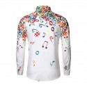 Men's Dress Shirt Notes Turndown White Black Blue Yellow Long Sleeve Print Outdoor Street Button-Down Print Tops Cotton Business Classic / Summer / Spring / Summer / Work