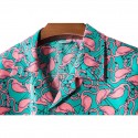 Men's Shirt Flamingo Classic Collar Green Short Sleeve Other Prints Casual Holiday Print Tops Tropical Beach