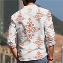 Men's Shirt Geometry Stand Collar White Long Sleeve 3D Print Outdoor Casual Button-Down Print Tops Fashion Designer Casual Comfortable / Sports