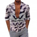 Men's Shirt Bat Turndown Purple Long Sleeve 3D Print Outdoor Halloween Button-Down Print Tops Vintage Cool Designer Casual