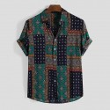 Men's Shirt Graphic Collar Button Down Collar Green Black Red Short Sleeve Other Prints Daily Holiday Print Tops Basic Personalized Casual Daily Beach / Weekend / Vacation / Machine wash / Hand wash