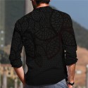 Men's Shirt Graphic Stand Collar Black Long Sleeve 3D Print Outdoor Casual Button-Down Print Tops Fashion Designer Casual Comfortable / Sports