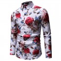 Men's Shirt Graphic Classic Collar White Black Long Sleeve Going out Club Print Tops Boho Streetwear / Summer / Summer / Beach