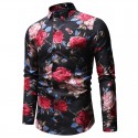 Men's Shirt Graphic Classic Collar White Black Long Sleeve Going out Club Print Tops Boho Streetwear / Summer / Summer / Beach