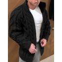 Men's Sweater Cardigan Jumper Knit Knitted Solid Color Stand Collar Stylish Casual Home Daily Fall Winter Black Gray S M L / Long Sleeve / Long Sleeve