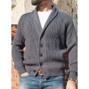 Men's Cardigan Sweater Jumper Ribbed Knit Knitted Button Solid Color Shirt Collar Basic Casual Daily Holiday Fall Winter Gray M L XL / Long Sleeve