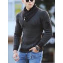 Men's Pullover Jumper Knit Knitted Color Block Turtleneck Ethnic Style Daily Fall Spring Black Gray S M L / Long Sleeve / Long Sleeve / Loose
