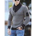 Men's Pullover Jumper Knit Knitted Color Block Turtleneck Ethnic Style Daily Fall Spring Black Gray S M L / Long Sleeve / Long Sleeve / Loose