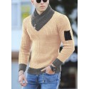 Men's Pullover Jumper Knit Knitted Color Block Turtleneck Ethnic Style Daily Fall Spring Black Gray S M L / Long Sleeve / Long Sleeve / Loose