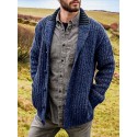 Men's Cardigan Jumper Knit Knitted Solid Color Open Front Casual Weekend Fall Spring Green Blue S M L / Cotton / Long Sleeve / Long Sleeve