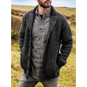 Men's Cardigan Jumper Knit Knitted Solid Color Open Front Casual Weekend Fall Spring Green Blue S M L / Cotton / Long Sleeve / Long Sleeve