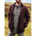 Men's Cardigan Jumper Knit Knitted Solid Color Open Front Casual Weekend Fall Spring Green Blue S M L / Cotton / Long Sleeve / Long Sleeve