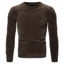 Men's Pullover Sweater Jumper Ribbed Knit Cropped Knitted Solid Color Crew Neck Stylish Basic Daily Holiday Fall Winter Black Coffee S M L / Cotton / Long Sleeve
