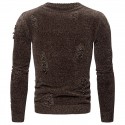 Men's Pullover Sweater Jumper Ribbed Knit Cropped Knitted Solid Color Crew Neck Stylish Basic Daily Holiday Fall Winter Black Coffee S M L / Cotton / Long Sleeve