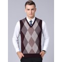 Men's Sweater Vest Jumper Knit Knitted Plaid V Neck Stylish Vintage Style Fall Winter Gray Wine S M L / Sleeveless / Sleeveless