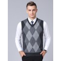 Men's Sweater Vest Jumper Knit Knitted Plaid V Neck Stylish Vintage Style Fall Winter Gray Wine S M L / Sleeveless / Sleeveless