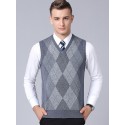Men's Sweater Vest Jumper Knit Knitted Plaid V Neck Stylish Vintage Style Fall Winter Gray Wine S M L / Sleeveless / Sleeveless