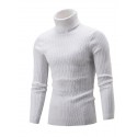 Men's Pullover Jumper Knit Retro Stylish Color Block Turtleneck Beaded Edge Sweaters Daily Holiday Winter White Black XS S M / Polyester / Elastic / Rib Fabrics / Long Sleeve / Machine wash