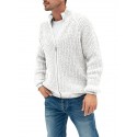 Men's Cardigan Jumper Knit Knitted Solid Color Stand Collar Stylish Vintage Style Daily Fall Winter White Black M L XL / Long Sleeve / Long Sleeve
