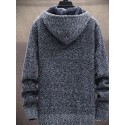 Men's Sweater Cardigan Jumper Knit Knitted Solid Color Hooded Stylish Home Daily Fall Winter Blue Gray M L XL / Long Sleeve / Long Sleeve