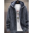 Men's Sweater Cardigan Jumper Knit Knitted Solid Color Hooded Stylish Home Daily Fall Winter Blue Gray M L XL / Long Sleeve / Long Sleeve