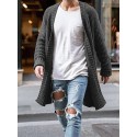 Men's Cardigan Sweater Jumper Crochet Knit Tunic Knitted Solid Color Open Front Basic Casual Daily Holiday Fall Winter Black Blue S M L / Long Sleeve