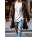 Men's Cardigan Sweater Jumper Crochet Knit Tunic Knitted Solid Color Open Front Basic Casual Daily Holiday Fall Winter Black Blue S M L / Long Sleeve