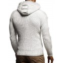 Men's Cardigan Sweater Jumper Chunky Knit Pocket Knitted Solid Color Hooded Stylish Basic Daily Holiday Fall Winter White Black S M L / Long Sleeve / Long Sleeve / Weekend