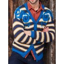 Men's Cardigan Sweater Jumper Ribbed Knit Cropped Knitted Striped V Neck Stylish Basic Daily Holiday Fall Winter Blue S M L / Cotton / Long Sleeve