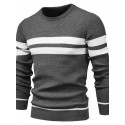 Men's Sweater Pullover Jumper Knit Knitted Striped Crew Neck Stylish Home Daily Fall Winter Black Blue M L XL / Long Sleeve / Long Sleeve