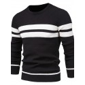 Men's Sweater Pullover Jumper Knit Knitted Striped Crew Neck Stylish Home Daily Fall Winter Black Blue M L XL / Long Sleeve / Long Sleeve