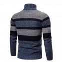 Men's Sweater Cardigan Jumper Knit Knitted Striped Stand Collar Stylish Casual Sport Daily Fall Winter Blue Camel M L XL / Long Sleeve / Long Sleeve