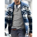 Men's Sweater Cardigan Jumper Knit Full Zip Knitted Retro V Neck Stylish Vintage Style Causal Daily Wear Fall Winter Navy Blue M L XL / Acrylic / Long Sleeve / Hand wash / Washable / Unisex