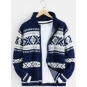 Men's Sweater Cardigan Jumper Knit Full Zip Knitted Retro V Neck Stylish Vintage Style Causal Daily Wear Fall Winter Navy Blue M L XL / Acrylic / Long Sleeve / Hand wash / Washable / Unisex