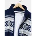 Men's Sweater Cardigan Jumper Knit Full Zip Knitted Retro V Neck Stylish Vintage Style Causal Daily Wear Fall Winter Navy Blue M L XL / Acrylic / Long Sleeve / Hand wash / Washable / Unisex