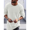 Men's Pullover Jumper Knit Regular Solid Colored Crew Neck Sweaters Daily Raglan Sleeves Green White M L XL / Long Sleeve / Long Sleeve