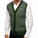 Men's Sweater Vest Jumper Ribbed Knit Cropped Knitted Color Block V Neck Stylish Basic Daily Holiday Fall Winter Green Black M L XL / Cotton / Sleeveless