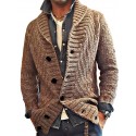 Men's Cardigan Jumper Knit Knitted Solid Color V Neck Stylish Vintage Style Daily Wear Fall Winter Brown M L XL / Long Sleeve / Long Sleeve