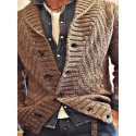 Men's Cardigan Jumper Knit Knitted Solid Color V Neck Stylish Vintage Style Daily Wear Fall Winter Brown M L XL / Long Sleeve / Long Sleeve