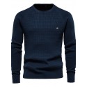 Men's Pullover Sweater Jumper Waffle Knit Cropped Knitted Solid Color Crew Neck Stylish Basic Daily Holiday Fall Winter Blue Gray S M L / Cotton / Long Sleeve / Long Sleeve / Weekend