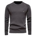 Men's Pullover Sweater Jumper Waffle Knit Cropped Knitted Solid Color Crew Neck Stylish Basic Daily Holiday Fall Winter Blue Gray S M L / Cotton / Long Sleeve / Long Sleeve / Weekend