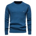 Men's Pullover Sweater Jumper Waffle Knit Cropped Knitted Solid Color Crew Neck Stylish Basic Daily Holiday Fall Winter Blue Gray S M L / Cotton / Long Sleeve / Long Sleeve / Weekend