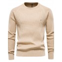 Men's Pullover Sweater Jumper Waffle Knit Cropped Knitted Solid Color Crew Neck Stylish Basic Daily Holiday Fall Winter Blue Gray S M L / Cotton / Long Sleeve / Long Sleeve / Weekend
