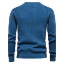 Men's Pullover Sweater Jumper Waffle Knit Cropped Knitted Solid Color Crew Neck Stylish Basic Daily Holiday Fall Winter Blue Gray S M L / Cotton / Long Sleeve / Long Sleeve / Weekend