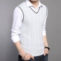 Men's Sweater Vest Jumper Knit Knitted Color Block V Neck Stylish Vintage Style Home Fall Winter White Black S M L / Sleeveless / Sleeveless