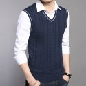 Men's Sweater Vest Jumper Knit Knitted Color Block V Neck Stylish Vintage Style Home Fall Winter White Black S M L / Sleeveless / Sleeveless