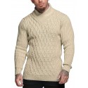 Men's Pullover Sweater Jumper Waffle Knit Knitted Solid Color Stand Collar Stylish Basic Daily Holiday Fall Winter White Black M L XL / Long Sleeve